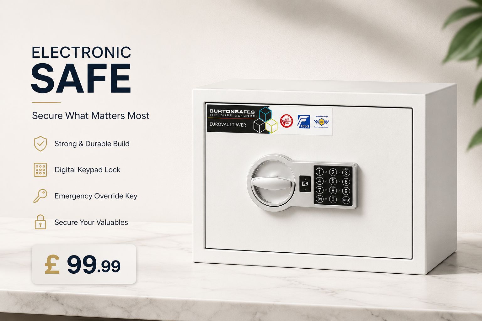 Fireproof document safe in a typical UK home setting